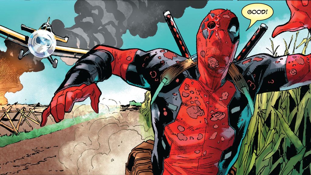 Wade Wilson: Deadpool #1 pays homage to an iconic Alfred Hitchcock movie moment Deadpool running from a small plane just like Roger Thornhill (Cary Grant) in North By Northwest