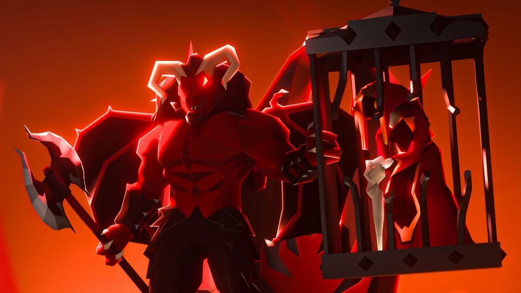 Old School RuneScape art of red demon with axe