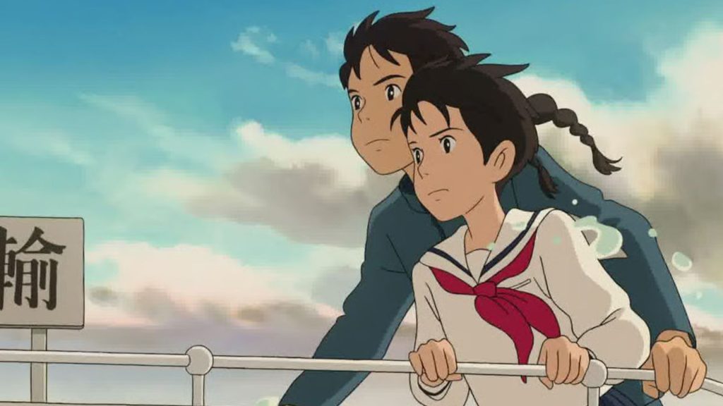 Umi and Shun on a ship during From Up on Poppy Hill