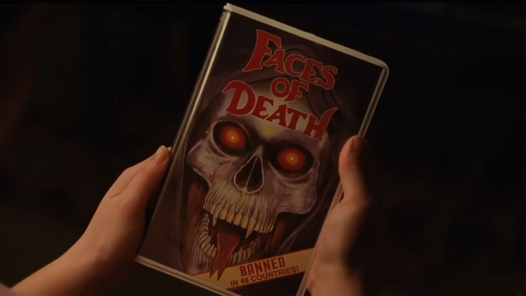 The original VHS cover of Faces of Death in the trailer for the reboot