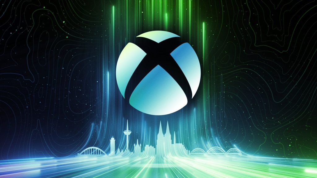 Former Xbox head hopes original co-founder's prediction the brand will be "sunsetted" is "a little misguided" Xbox Gamescom 2023 logo featuring a stylized city skyline in green