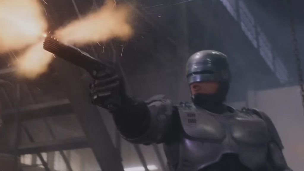 RoboCop firing his gun