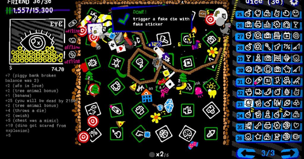 Throw pool, dice and stickers into a blender and you get STICKER/BALL, a roguelike that relishes in chaos