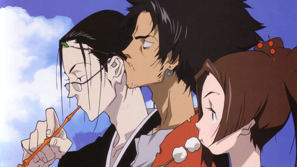 Jin, Mugen, and Fuu standing in a row