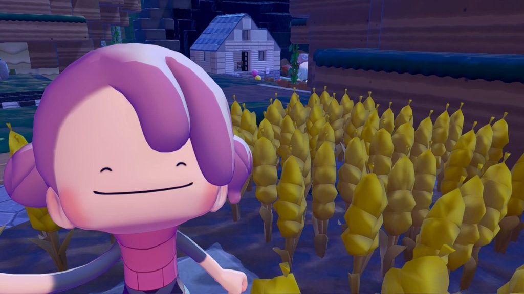 Ditto posing with some wheat in Pokemon Pokopia
