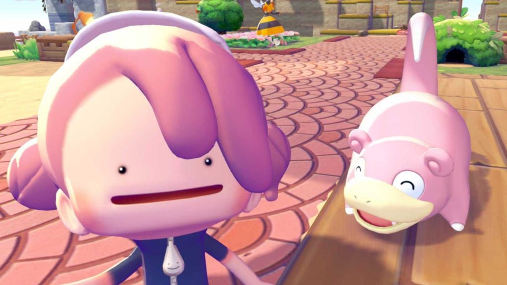 A player stands next to a Ditto when changing the humidity in Pokemon Pokopia.