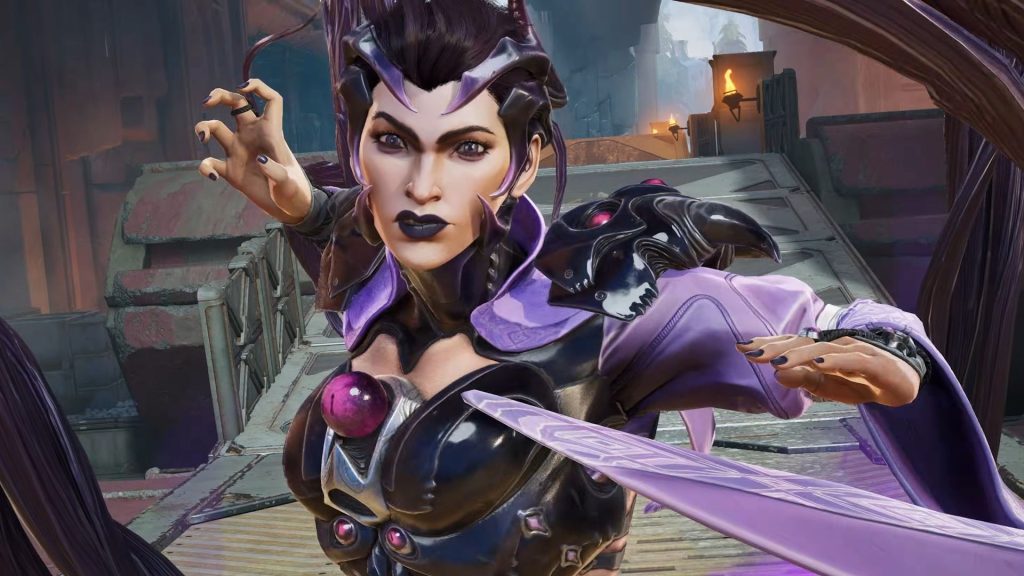 Highguard character in purple and black armor