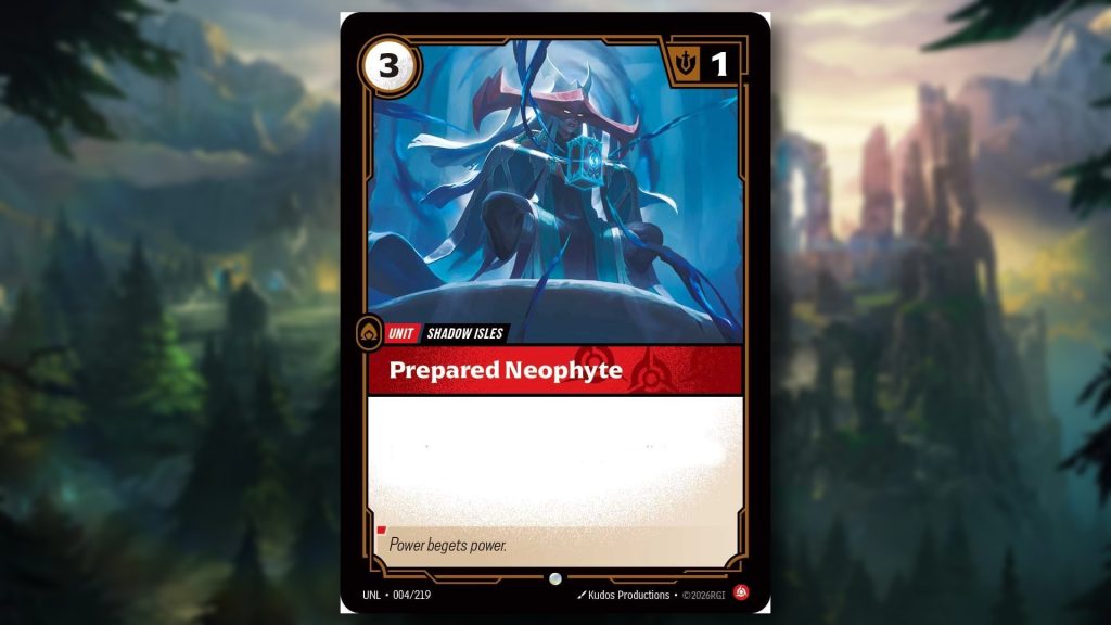 League of Legends Riftbound Unleashed card reveal - Prepared Neophyte is a mid-game monster