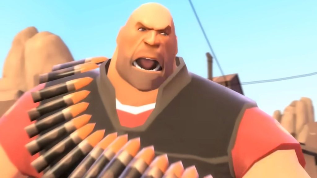 Team Fortress 2 screenshot of the Heavy shouting