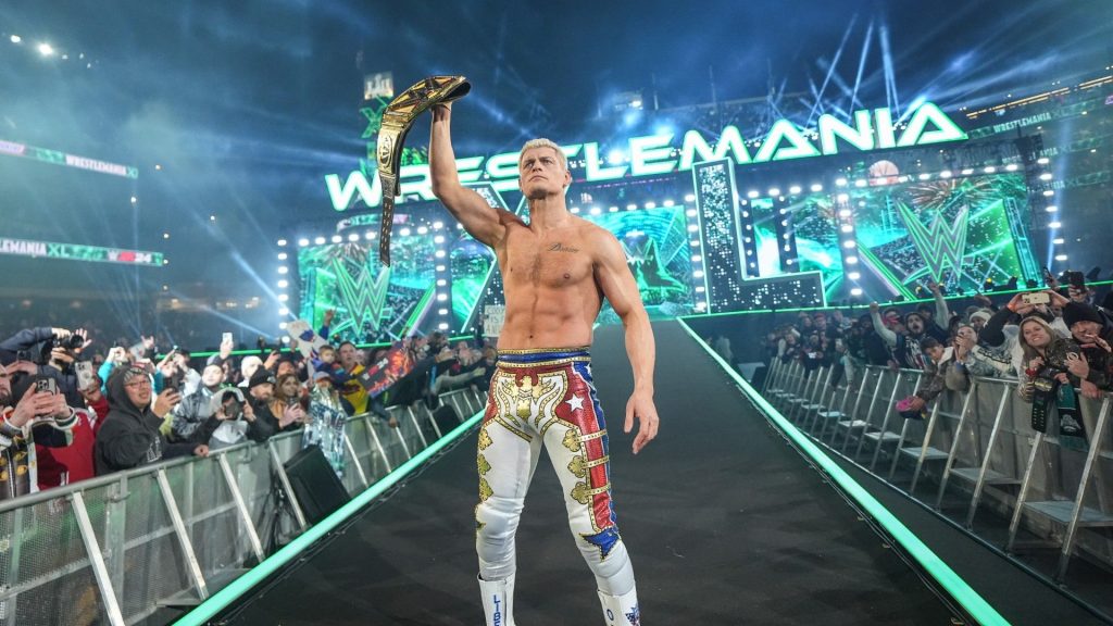 Cody Rhodes celebrates during Night Two of WrestleMania