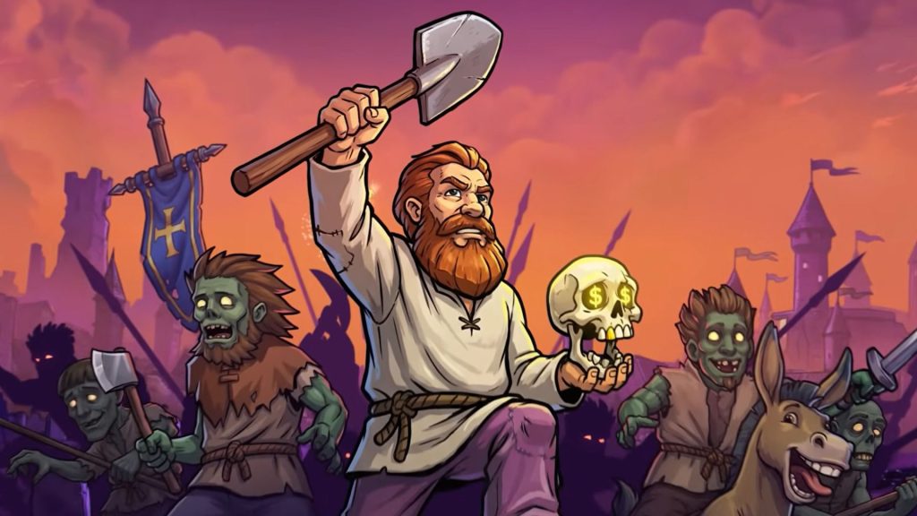 My favorite Stardew Valley-like, the one where you manage a graveyard of course, is free for a few days as dev reveals sequel: Graveyard Keeper 2 is coming with a whole zombie-infested town to manage Bearded man raises shovel in one hand and holds skull in the other as zombie army backs him
