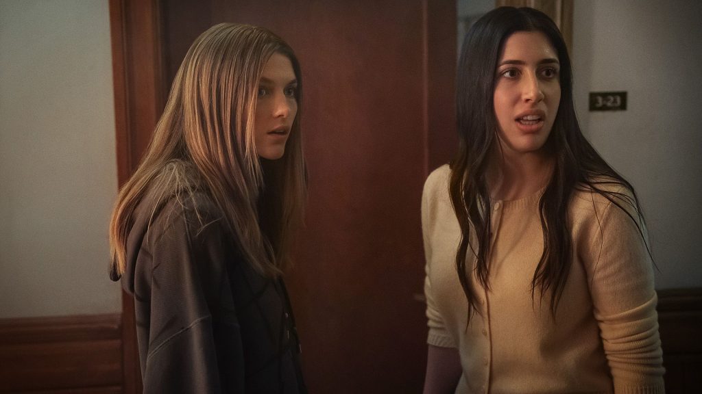 Chloe East as Celeste and Sadie Sandler as Devon in Roommates.