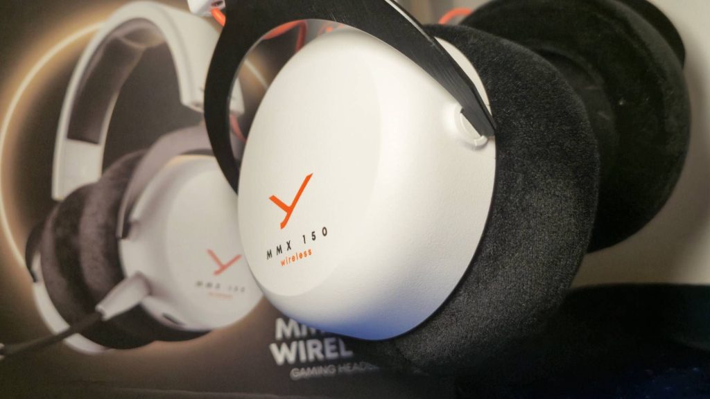 Beyerdynamic MMX 150 Wireless headset sounds as good as it looks, but my head wasn't a fan Close up of the earcups of the MMX 150 Wireless headset.