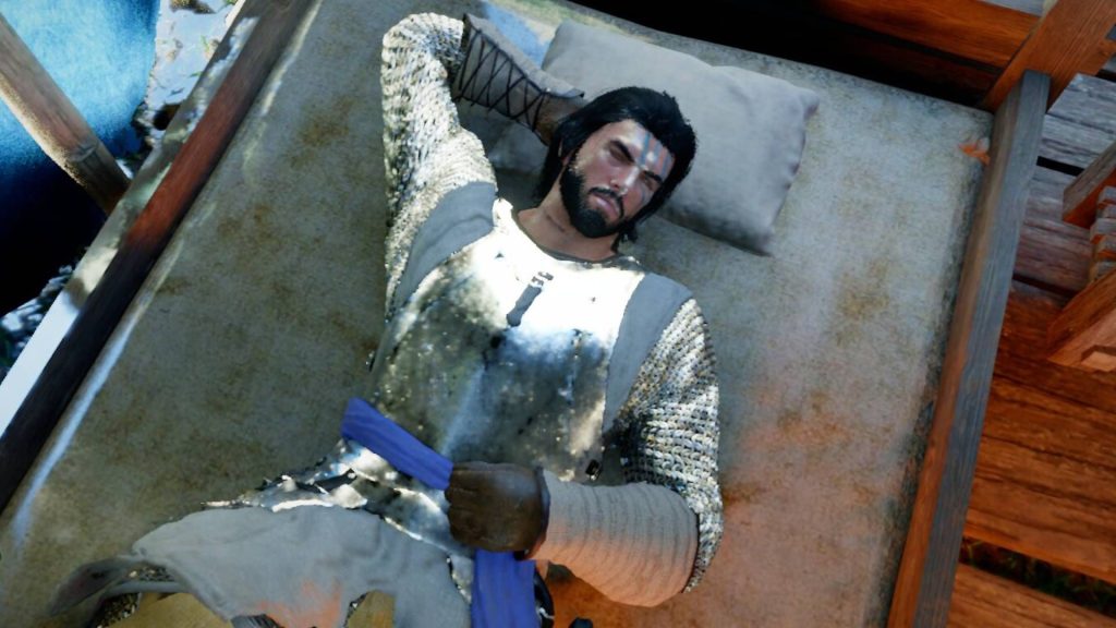 Kliff from Crimson Desert asleep.