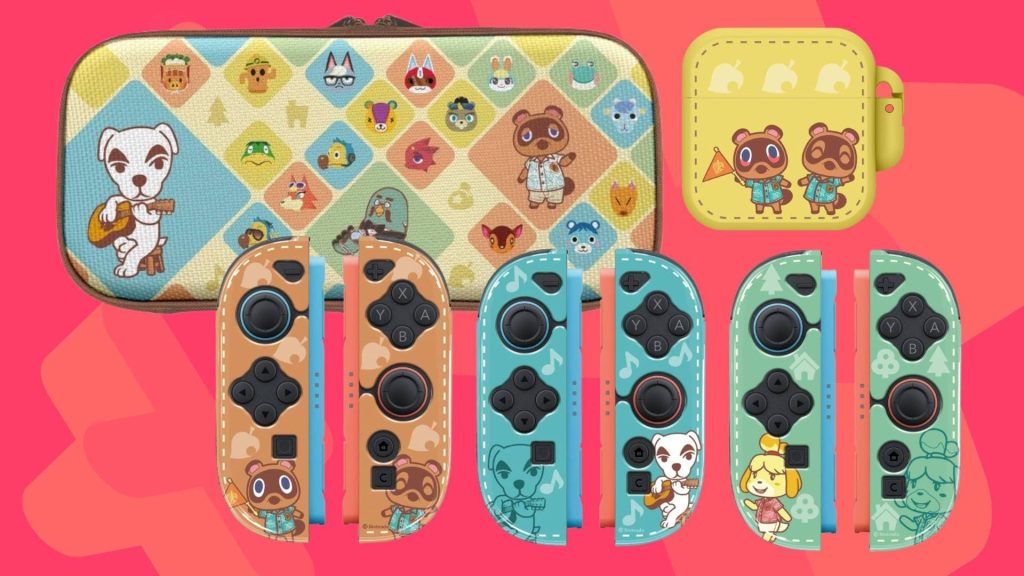 Images of the Keys Factory official Animal Crossing accessories on a pink GamesRadar+ background.