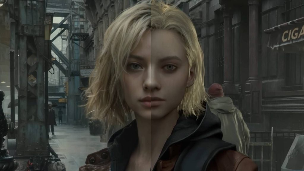 Nvidia DLSS 5 example featuring Grace Ashcroft from Resident Evil 5 with right side showing DLSS "On" and left side showing DLSS 5 off.
