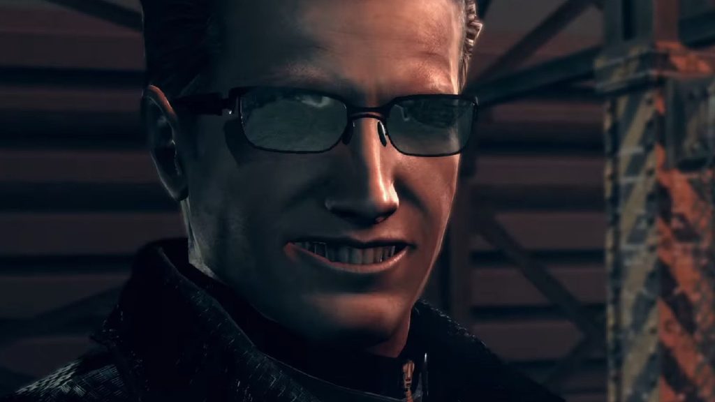 Albert Wesker smiles ahead of the final boss fight in Resident Evil 5