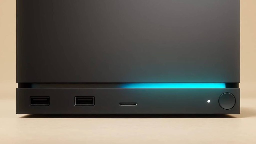 PS6 rumors suggest the next console war will be fought on a completely new battlefield, and the Steam Machine might be in prime position Close up of blue Steam Machine light bar with beige backdrop.