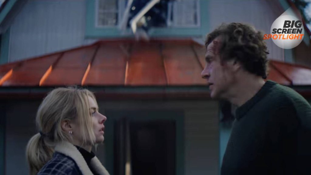 Samara Weaving and Jason Segel in Over Your Dead Body