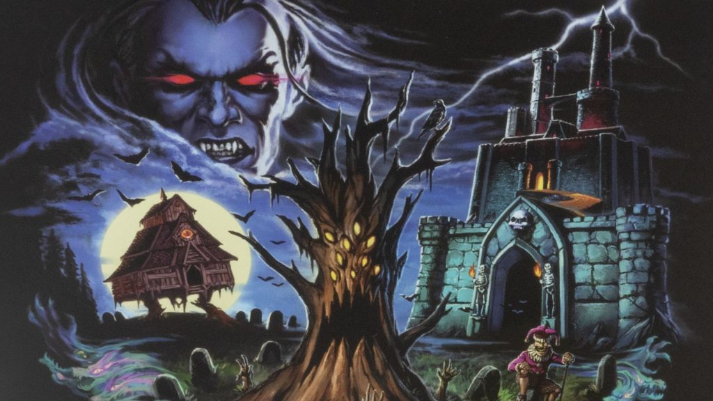 New Horrified D&D board game goes to Ravenloft, and here's your exclusive first look at it Count Strahd von Zarovich, Baba Lysaga's walking hut, a Gulthias Tree, and Castle Ravenloft visible in a dark, story night