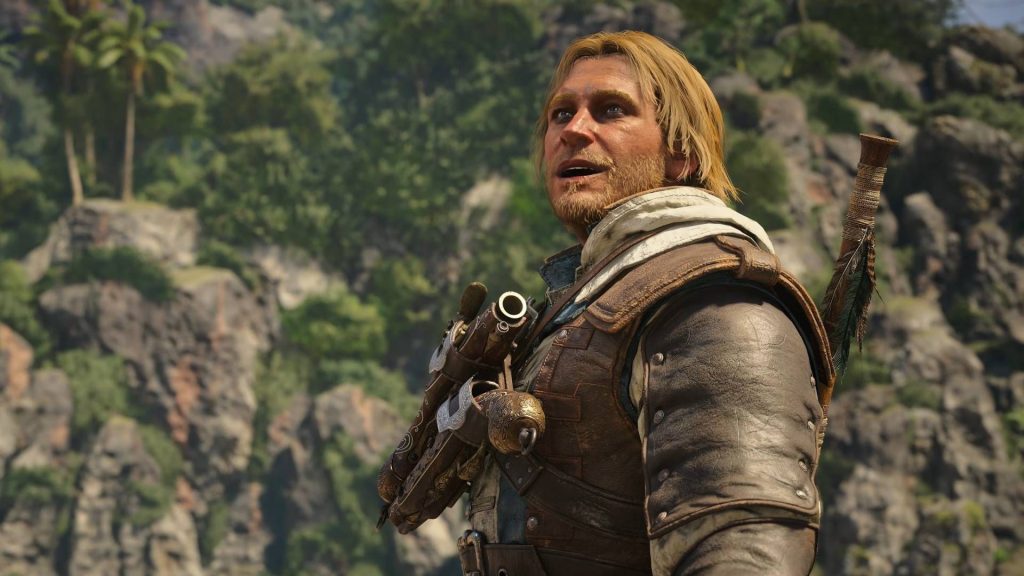Assassin's Creed Black Flag Resynced reveal screenshot shows Edward Kenway smiling.