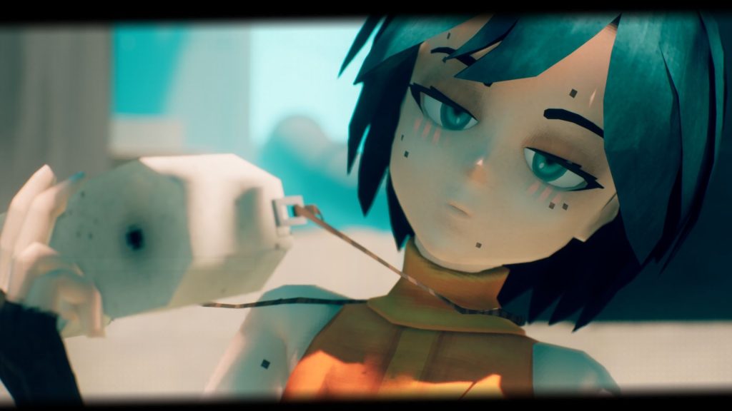 Motorslice screenshot of blue haired girl P
