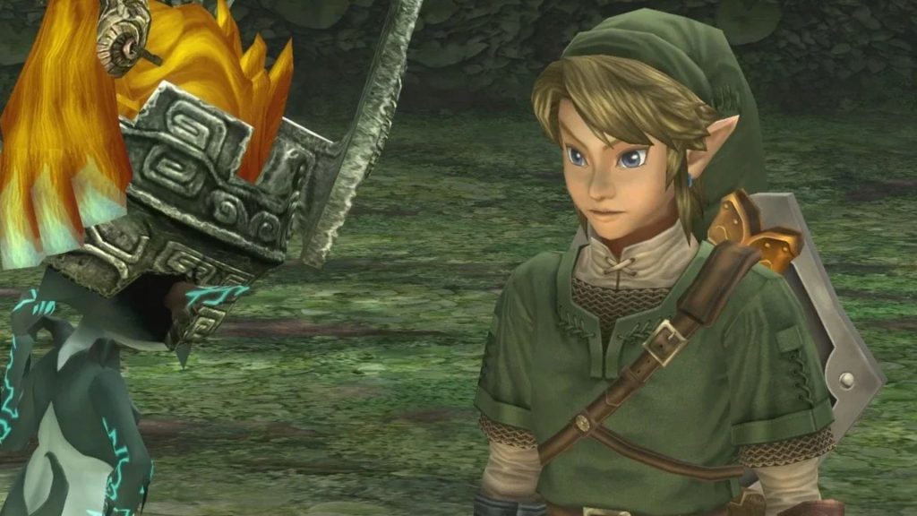 Link faces Midna in a screenshot from The Legend of Zelda: Twilight Princess HD