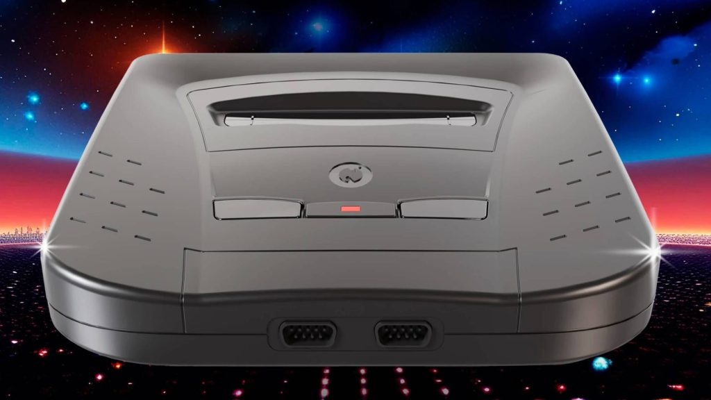 Sega's cancelled Neptune console is finally a thing thanks to FPGA, and it's now running 32X games Black Sega GF1 Neptune console with blue and orange lights in backdrop.