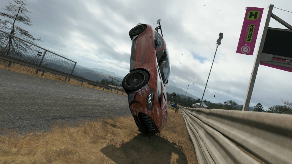 How to turn off car damage in Forza Horizon 6 Forza Horizon 6 mercedes racing car flipping on its front end after crashing into barrier