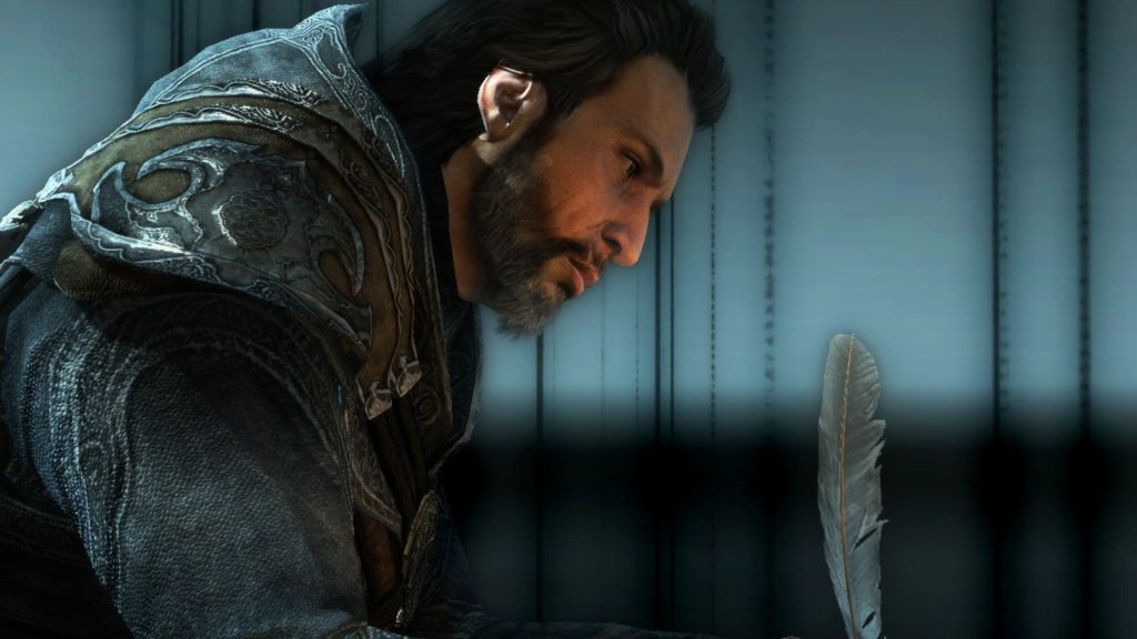 Ubisoft returning to Assassin's Creed 2-style cities would be the best thing for Hexe Best Assassin's Creed protagonists: Ezio Auditore sitting in a dark room writing with a quill.