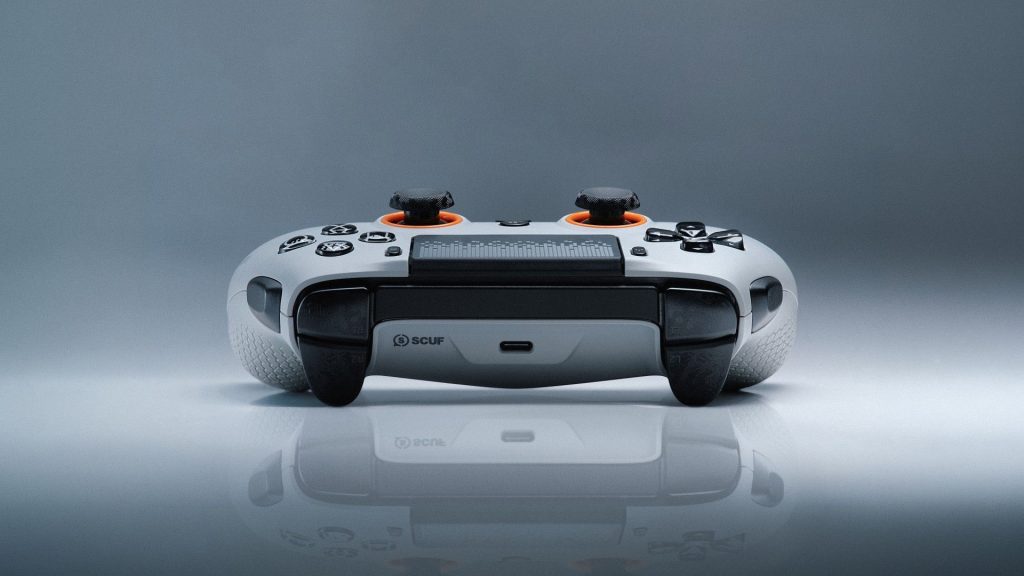 Scuf Omega PS5 controller on a gray background