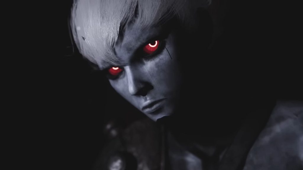 Luna Abyss character stares with red eyes and pale skin
