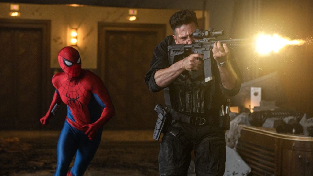 Tom Holland as Spider-Man and Jon Bernthal as Punisher in Spider-Man: Brand New Day