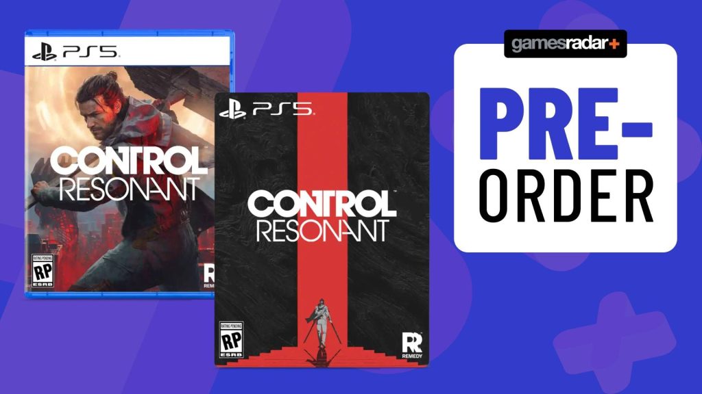 Image of the PS5 Control Resonant Standard and Steelbook editions on a blue GamesRadar+ background.