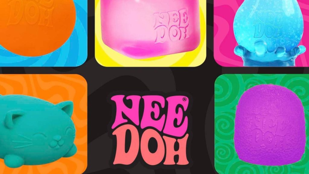 A variety of NeeDoh models on a dark background