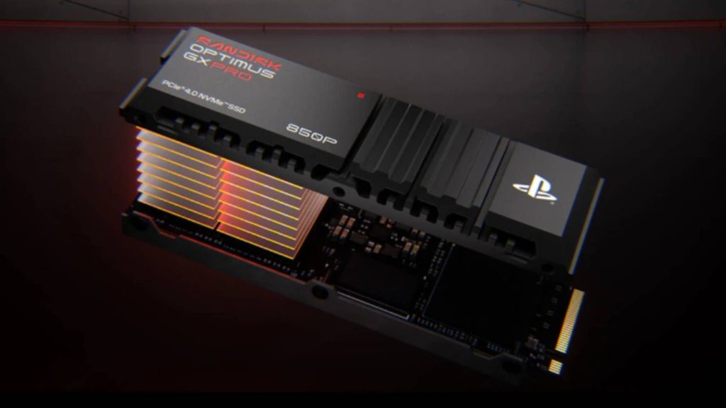 Official marketing image of the SanDisk Optimus GX PRO 850P NVMe SSD.