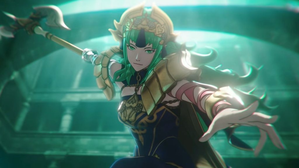 Fire Emblem: Fortune's Weave adult Sothis with halberd