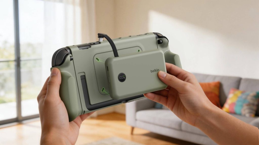Image of the back of the Belkin Gaming Charging Grip.