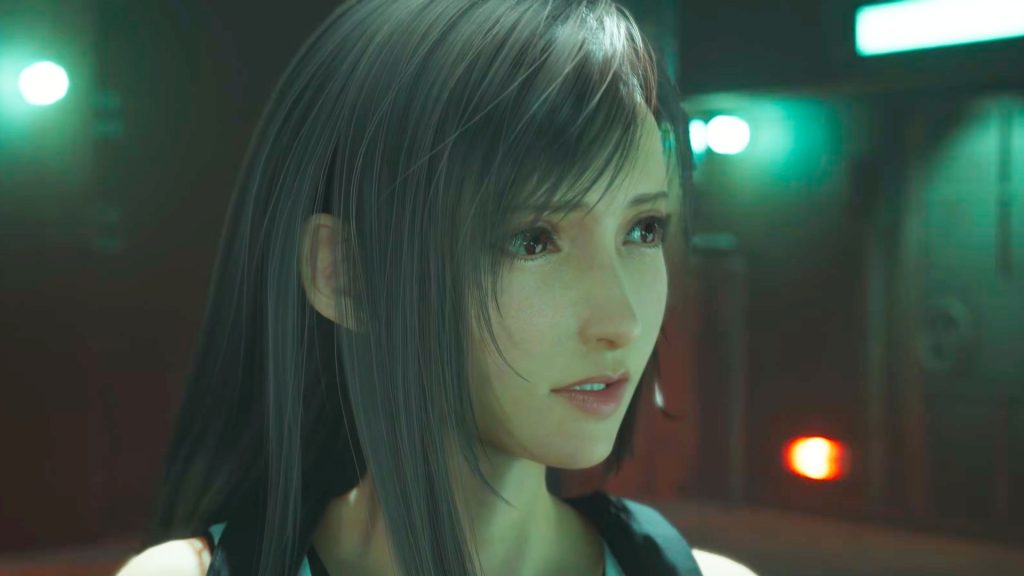 Have mercy on our hard drives: Final Fantasy 7 Revelation also includes every region from the already massive FF7 Rebirth A screenshot of the Final Fantasy 7 Revelation trailer. Central character Tifa looks concerned while standing in a brightly lit facility.